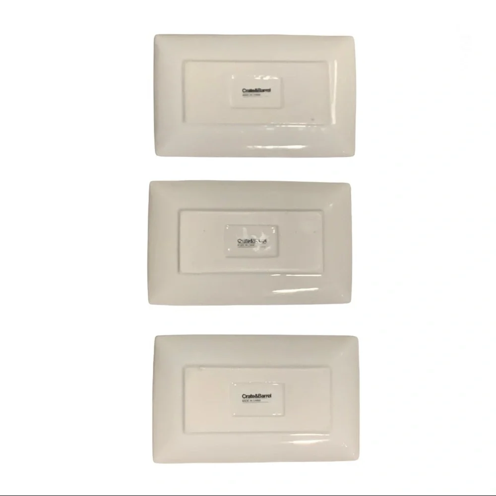 Crate&Barrel Set of 3 Beer Rectangle Plates Bock/Hefeweizen/ Lambic